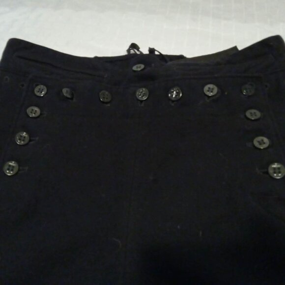 Original navy pants revamped in genuine wool, lace-up closure, multiple buttons - Picture 1 of 7